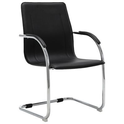vidaXL Cadeira de escritório cantilever em couro artificial preto