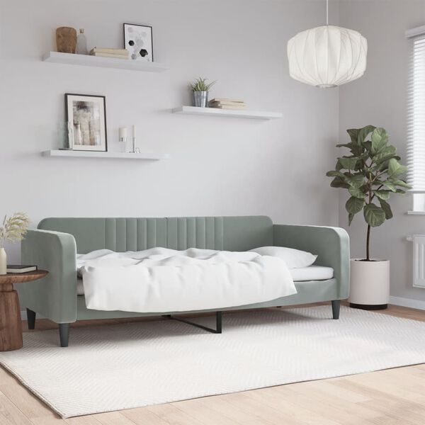 vidaXL Sofá-cama 80x200 cm veludo cinzento-claro