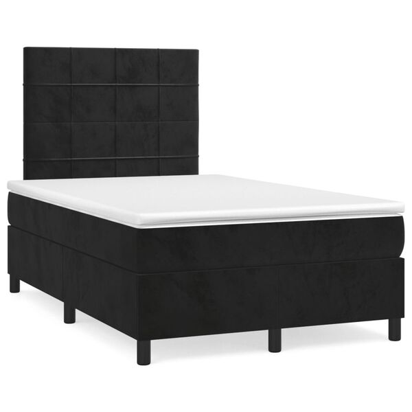 vidaXL Cama boxspring com colch&atilde;o 120x190 cm veludo preto