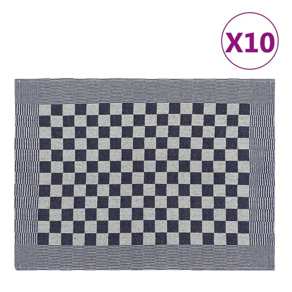 vidaXL Panos de cozinha 10 pcs 50x70 cm algod&atilde;o azul e branco