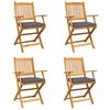 vidaXL Cadeira Dobr&aacute;vel com almofada 4 pcs Cinzeto 49 x 57,5 x 92cm