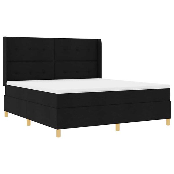 vidaXL Cama Box com colch&atilde;o com cabeceira Preto 180 x 200 cm tecido