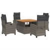vidaXL 5 pcs conjunto de jantar p/ jardim c/ almofad&otilde;es vime PE cinza