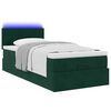 vidaXL Cama otomana com colch&atilde;o & LEDs 80x200cm veludo verde-escuro