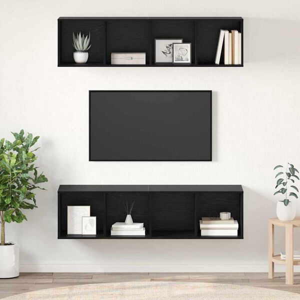 vidaXL Conjunto de m&oacute;vel de TV 2 pcs Carvalho Preto 37 x 37 x 142,5 cm