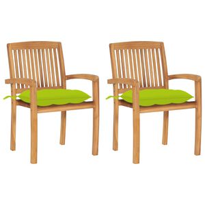 vidaXL Cadeiras jardim c/ almofad&otilde;es verde brilhante 2 pcs teca maci&ccedil;a