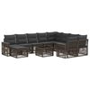 vidaXL Conjunto de Sof&aacute; de Jardim 11 unid. Cinzento vime PE
