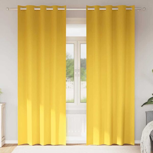 vidaXL Cortinas Blackout com Argolas 2 pcs Amarelo Mostarda