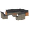 vidaXL 13 pcs conjunto sof&aacute;s p/ jardim c/ almofad&otilde;es vime PE cinzento