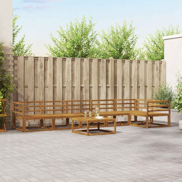 vidaXL Conjunto de Sof&aacute;s para Exterior 7 pcs Natural