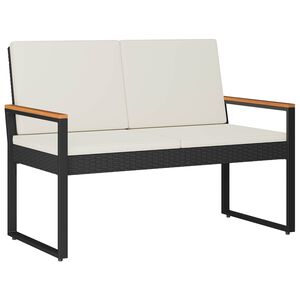 vidaXL Banco de exterior Preto e Branco Creme 107 x 61 x 80 cm vime PE