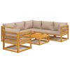 vidaXL 7pcs conj. lounge jardim madeira c/almofad&otilde;es cinza-acastanhado