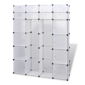vidaXL Arm&aacute;rio pl&aacute;stico modular 18 gavetas 37x146x180,5cm branco