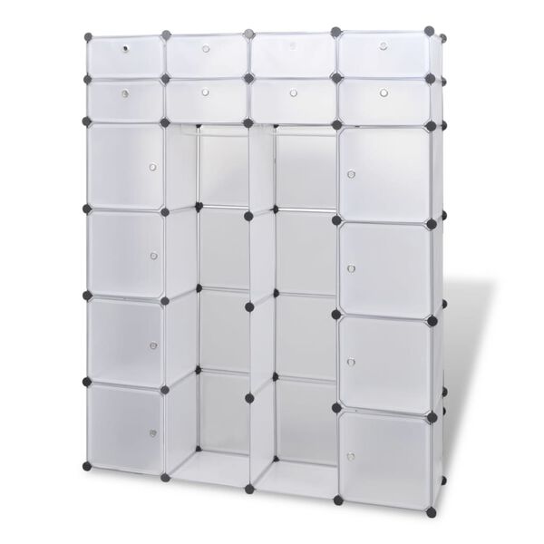 vidaXL Arm&aacute;rio pl&aacute;stico modular 18 gavetas 37x146x180,5cm branco
