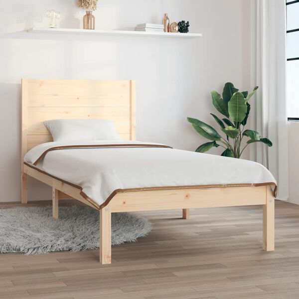 vidaXL Estrutura de cama pequena solteiro 75x190 cm madeira maciça