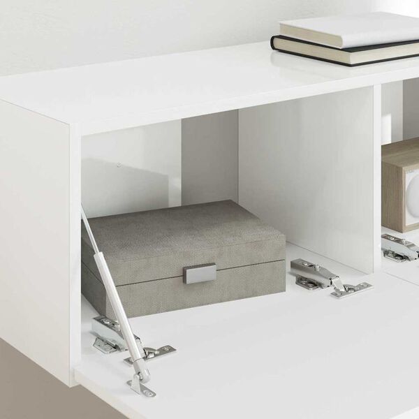 vidaXL Arm&aacute;rio de TV de Parede 2 pcs Branco Brilhante