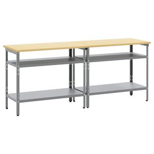 vidaXL Conjunto de bancada de trabalho 2 unid. Bege e Cinza