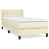 vidaXL Cama com molas/colch&atilde;o 90x200 cm couro artificial cor creme