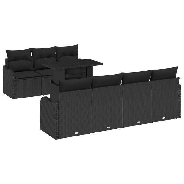 vidaXL Conjunto de Sofá de Jardim 8 pcs Preto Rattan de Polipropileno