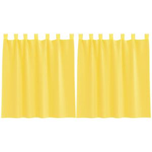 vidaXL Cortinas de voile com la&ccedil;os 2 pcs amarelo 140x140 cm