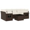 vidaXL 7 pcs conjunto de sof&aacute;s jardim c/ almofad&otilde;es vime PE castanho