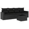 vidaXL 5 pcs conjunto sof&aacute;s de jardim com almofad&otilde;es vime PE preto