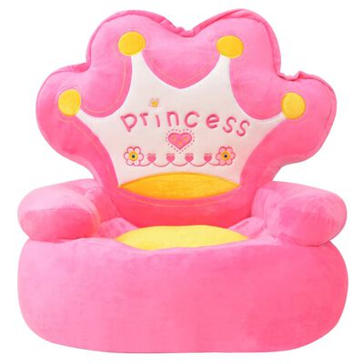 vidaXL Cadeira em pelúcia infantil, princesa, rosa