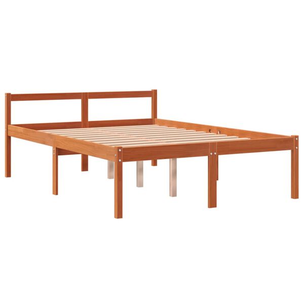 vidaXL Cama para idosos 120x200 cm madeira pinho maci&ccedil;a castanho cera