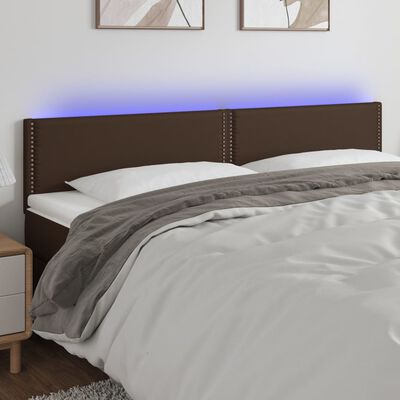 vidaXL Cabeceira cama c/ LED 180x5x78/88cm couro artificial castanho