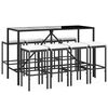 vidaXL 9 pcs conjunto de bar para jardim c/ almofadões vime PE preto