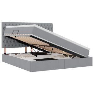 vidaXL Cama com arruma&ccedil;&atilde;o e colch&atilde;o Cinzento-claro 160 x 200 cm