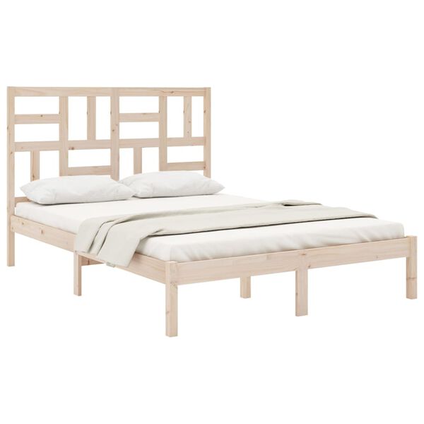 vidaXL Estrutura de cama king 150x200 cm madeira maciça