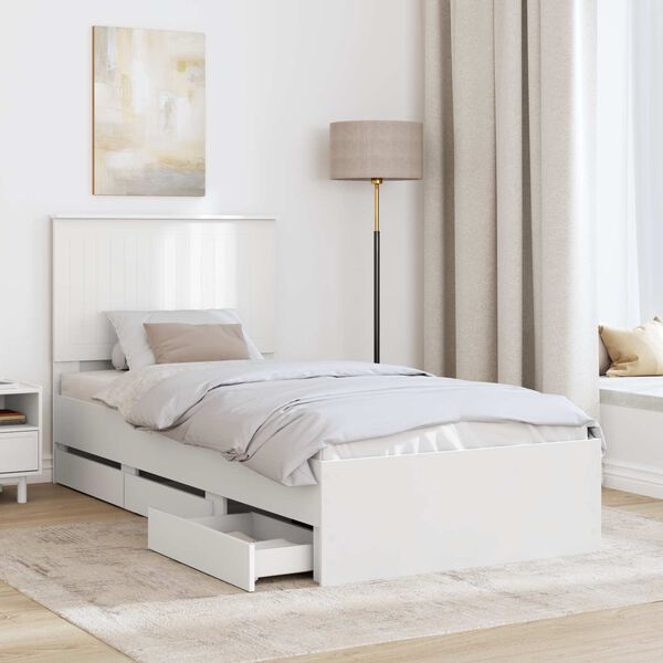 vidaXL Estrutura da Cama Branco 90 x 200 cm Madeira de Engenharia