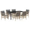 vidaXL Conjunto de Jantar para Jardim com almofada 7 pcs Bege vime PE