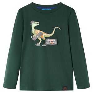 T-shirt de manga comprida para crian&ccedil;a verde-escuro 92