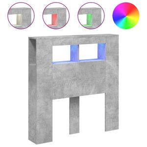 vidaXL Cabeceira c/ LEDs 100x18,5x103,5 cm cinzento-cimento