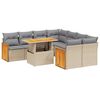 vidaXL 9 pcs conjunto de sof&aacute;s p/ jardim com almofad&otilde;es vime PE bege