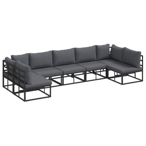 vidaXL Conjunto de Sof&aacute; de Jardim 7 unid. Preto Alum&iacute;nio