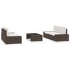 vidaXL 5 pcs conjunto lounge para jardim vime PE castanho