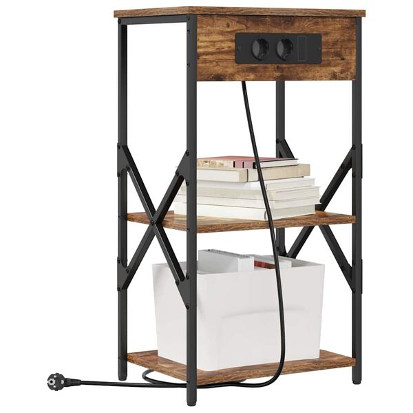 vidaXL Arm&aacute;rio de Cabeceira Carvalho Defumado 41 x 31 x 76 cm