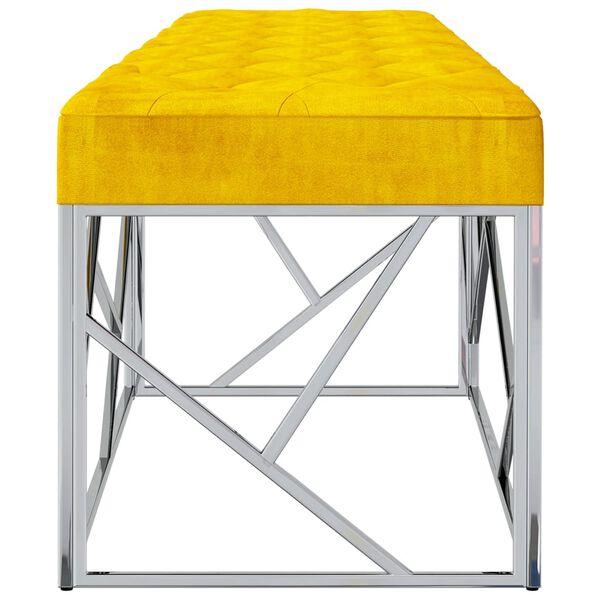 vidaXL Banco 97 cm a&ccedil;o inoxid&aacute;vel e veludo amarelo mostarda