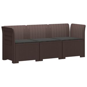 vidaXL Sof&aacute; de Jardim 3 Lugares com Almofadas visual Rattan PP