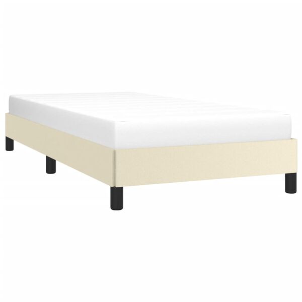 vidaXL Estrutura de cama 90x190 cm couro artificial cor creme