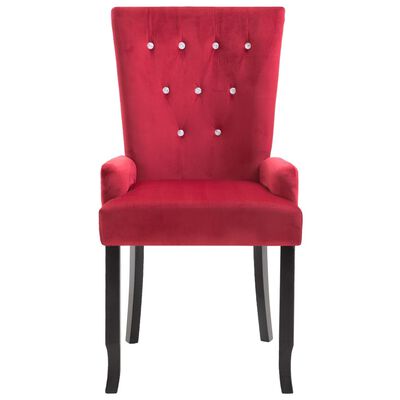 vidaXL Cadeira de jantar com apoio de braços 2 pcs veludo vermelho