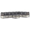 vidaXL 8 pcs conjunto lounge de jardim c/ almofad&otilde;es vime PE antracite