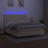 vidaXL Cama box spring c/ colch&atilde;o e LED 160x200 cm tecido cor creme