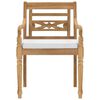 vidaXL 5pcs conjunto jantar p/ jardim c/almofad&otilde;es brancos teca maci&ccedil;a