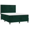 vidaXL Cama box spring c/ colch&atilde;o/LED 140x190 cm veludo verde-escuro