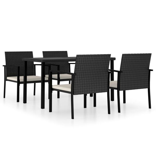 vidaXL 5 pcs conjunto de jantar de jardim vime PE preto