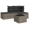 vidaXL 5 pcs conjunto sof&aacute;s de jardim c/ almofad&otilde;es vime PE cinzento